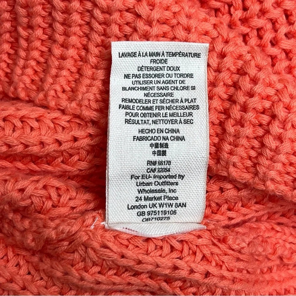 Free People Damsel Orange Flare Sleeve Deep V-Neck Chunky Knit Sweater Medium - Picture 15 of 15